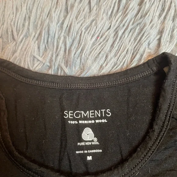 Segmants Black 100% Merino Wool Base Layer Long Sleeve Top Size M - Picture 2 of 4